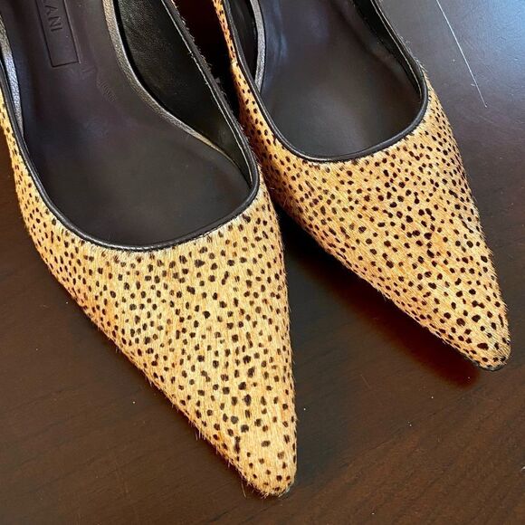 NWOT Antonio Melani Fur Animal Print Pointed Toe Heels, Size 5.5 - Picture 2 of 9